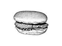 a black and white drawing of a hamburger