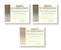 three certificates for the award of excellence