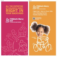 a children's mercy brochure with an image of a girl riding a bike