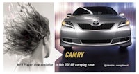 a toyota camry ad with a woman's hair blowing in the wind
