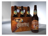 a beer bottle with an owl on it