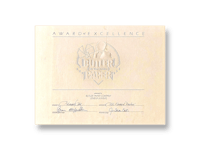 a certificate with the words'award of excellence'on it