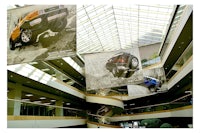 a glass ceiling in an office building