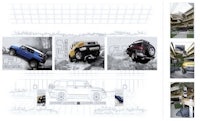 a series of drawings showing a suv and other vehicles