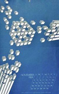 a calendar with white cubes on it