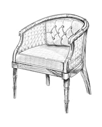 a black and white drawing of a chair