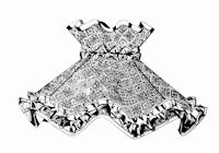 a black and white drawing of a dress with ruffles